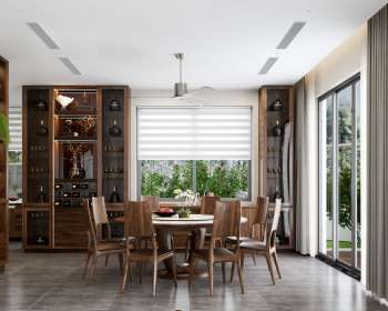 Bàn ăn tròn cao cấp 8 ghế gỗ óc chó BA013